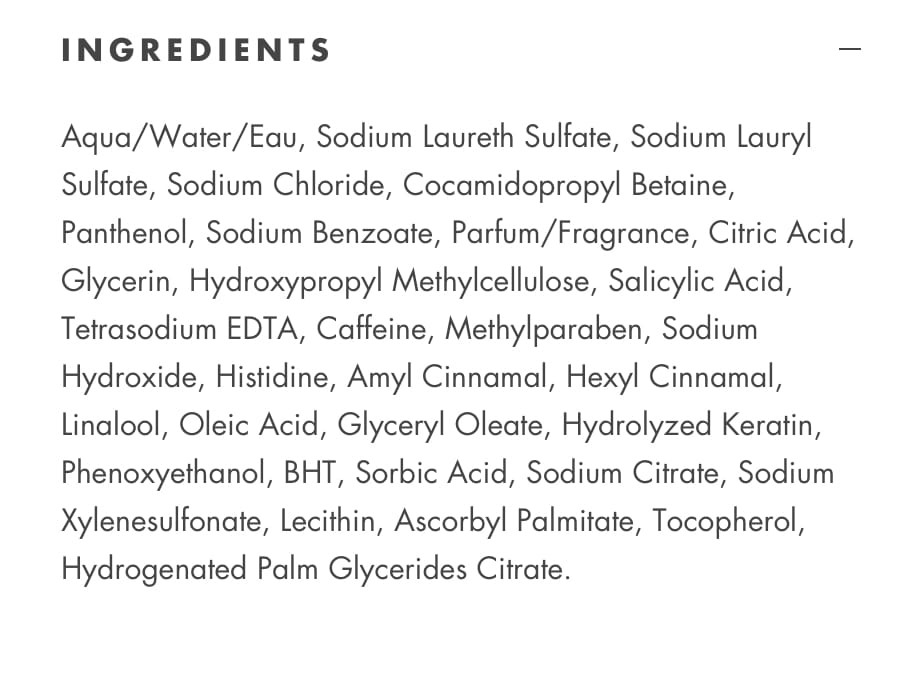 Professional Hair Care ingredients listed by System Professional by Wella